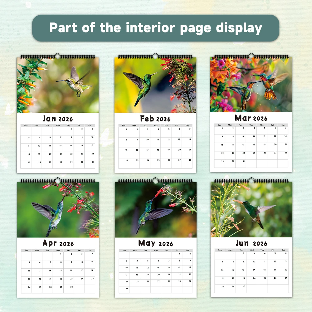 1 unidad, calendario de pájaros 2026, naturaleza y pájaros, 12 diseños diferentes, calendario de pared, cumpleaños, Navidad, regalo de Año Nuevo