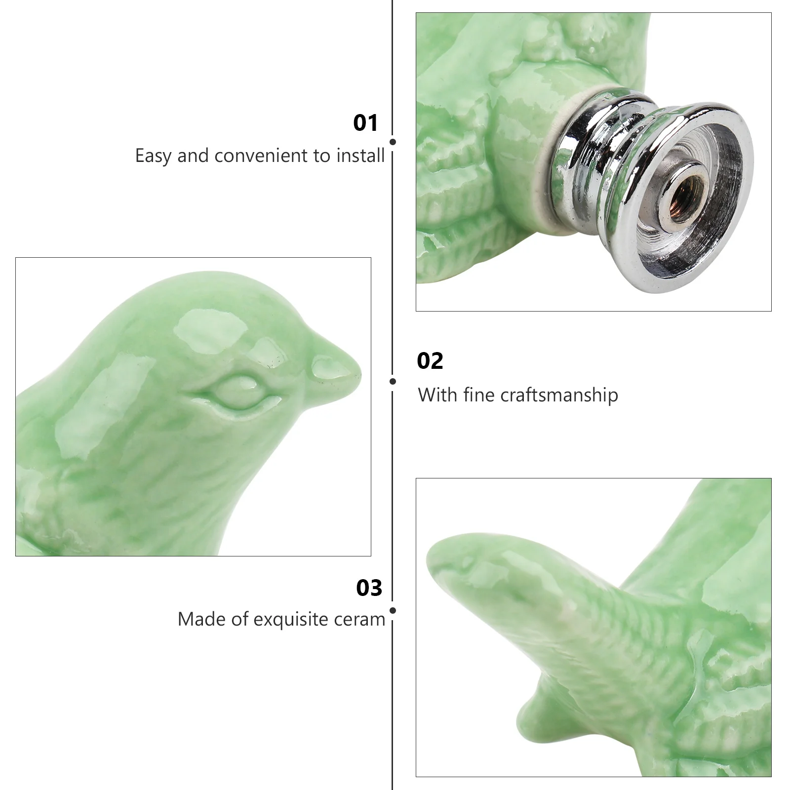 

2Pcs Exquisite Ceramic Handles European Style Adorable Modern Drawer Pulls for Cabinets Wardrobes Silver Olive Green