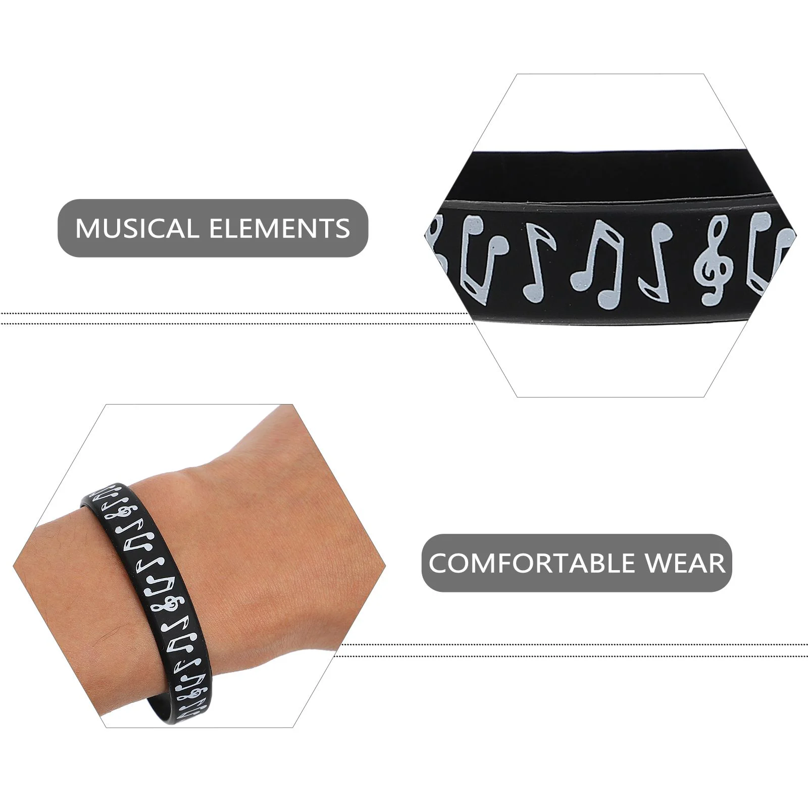 10 Uds nota musical pulsera de silicona para fiesta de mano pulseras decorativas con notas de sílabas Festival