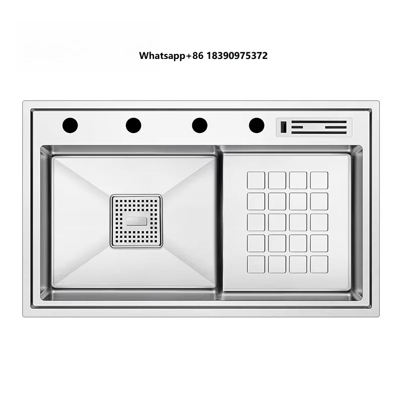 SUS304 Handmade Kitchen Sink Fine Brushed with Drainer and Kitchen Tap Manufacturer 7245J