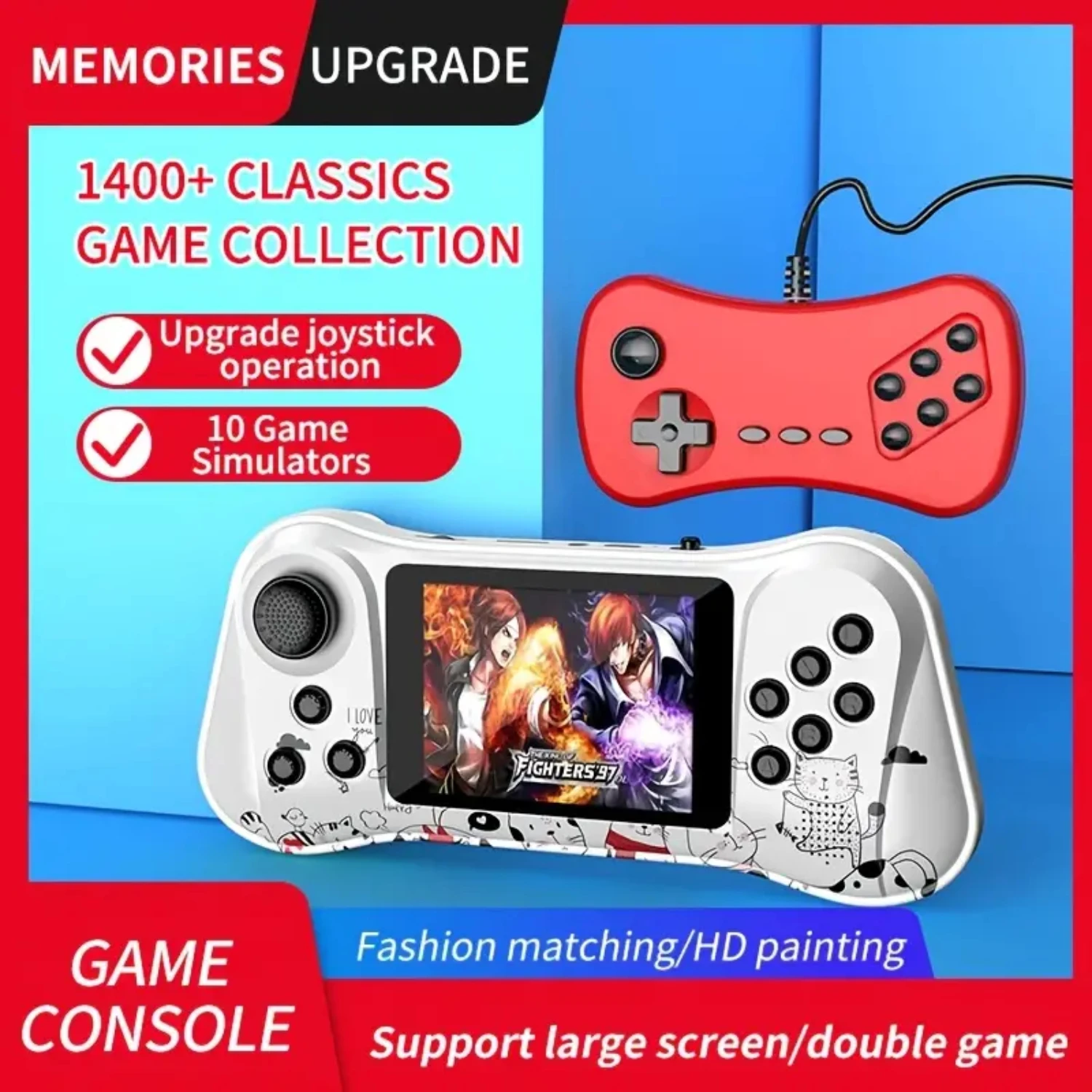 

M10 Handheld Game Console, Built-in 800 Games , HD Screen Retro Gaming System Support TV Output Portable Rechargeable Game Conso