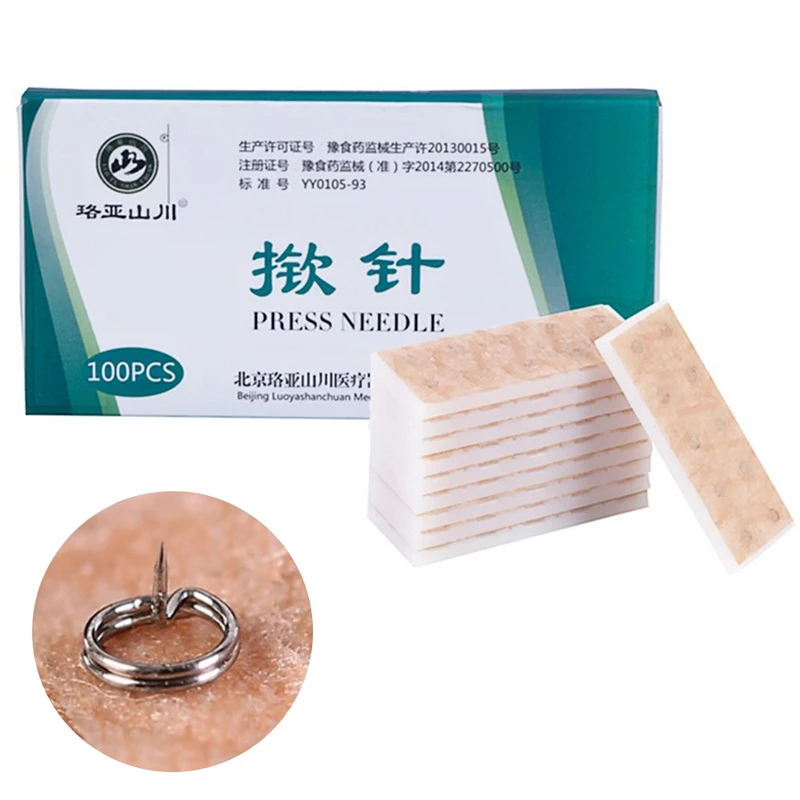 100Pcs Lifting Needle Ear Body Acupuncture Point Massage Press Needles Disposable Metal Thumb-tack Needle Subcutaneous Embedding