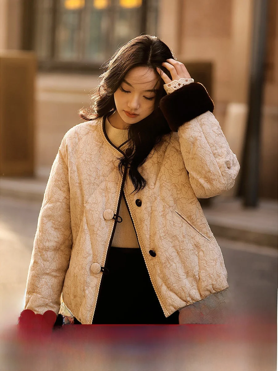 

Женское пуховое пальто Ele round Ne из хлопка и льна с наполнителем из 95% белого гусиного пуха, серия Mink Sve Hear Han