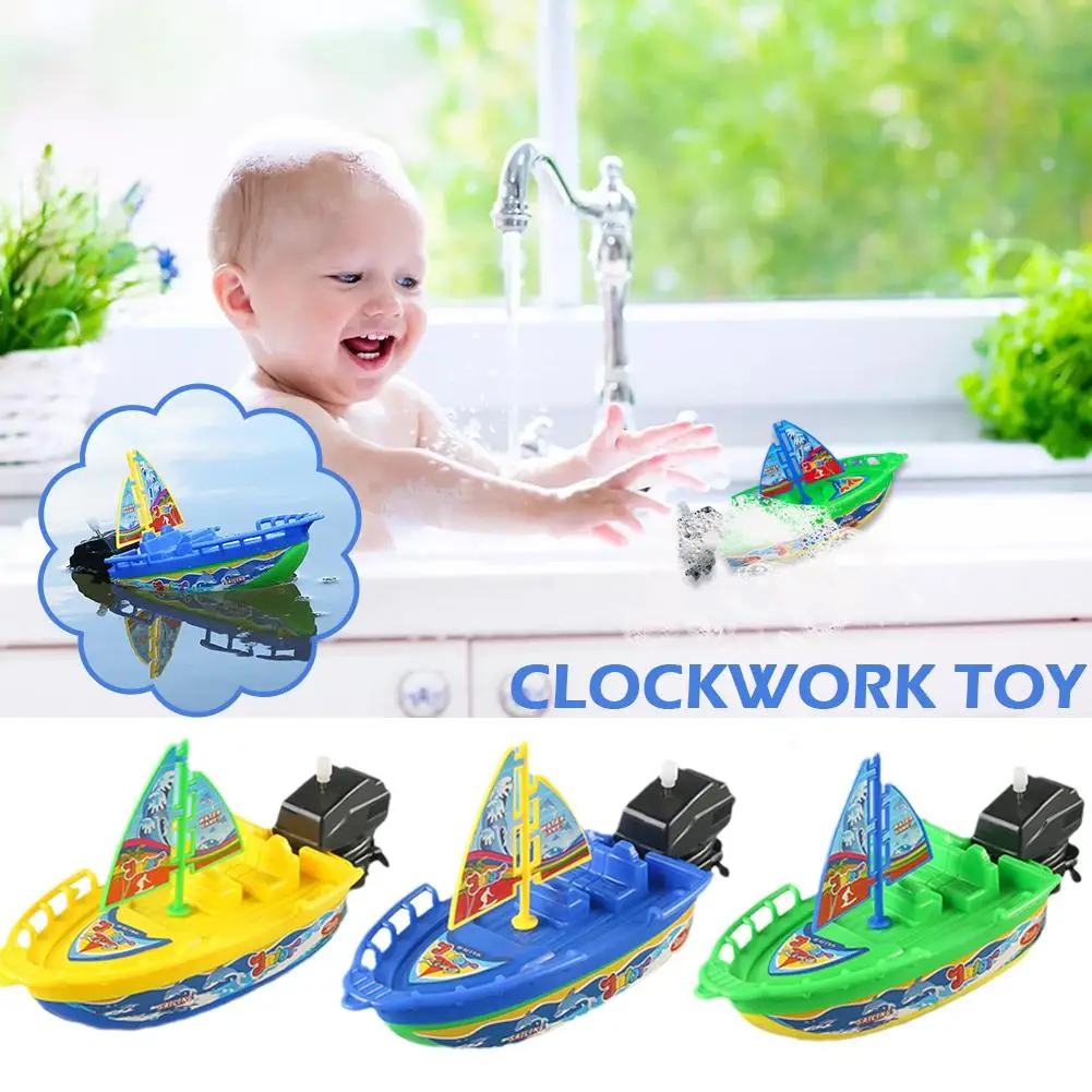 1Pc Kids Speed Boat Ship Winding Up Clockwork Toy Float Children Gifts Shower Bathtub Toy Classic Up Boys Random Wind Boat E4H7