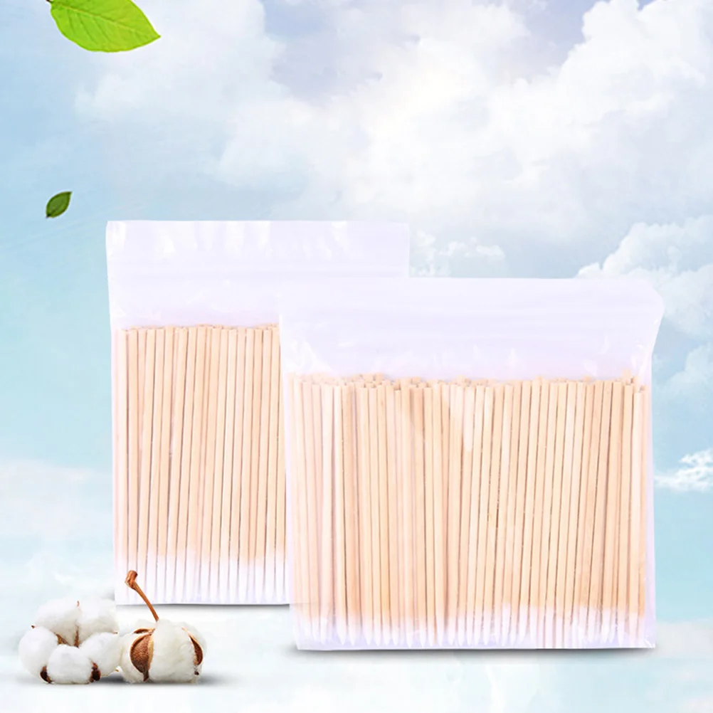 1000pcs Cuspidal Cotton Swabs Disposable Pointed Makeup Sticks Birch Wood Handle Precision Cleaning Tips