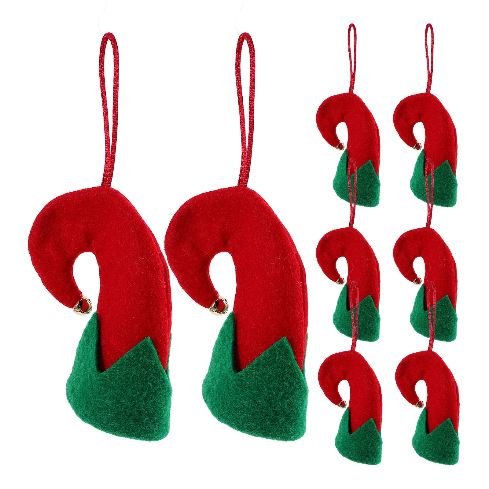 8 Pcs Christmas Ornament Tree Pendant Hat Xmas Hats Decors Bottle Ornaments Cutlery Set Red Chrsitmas