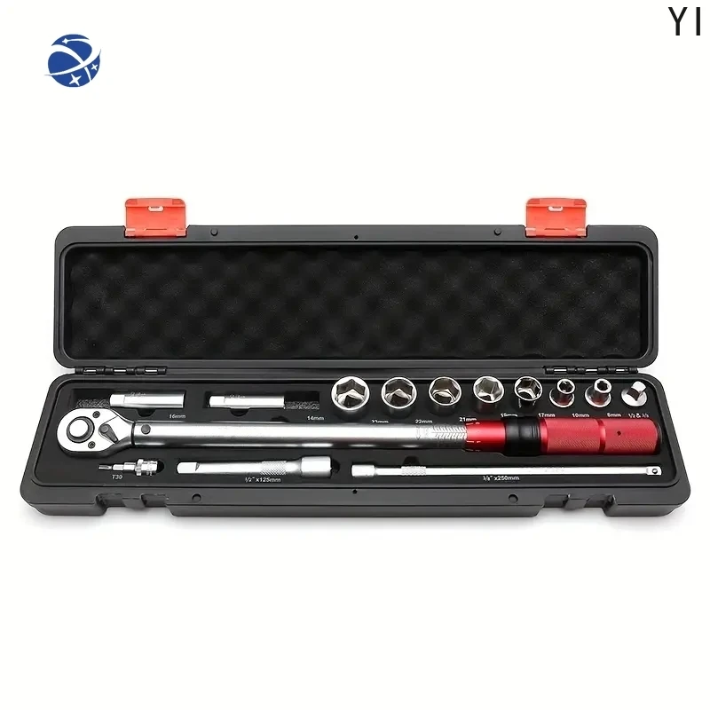 YYHC Multi-functional 14pcs 1/2'' 20-220nm Click Torque Wrench Set 72 Teeth Quick Release Spanner Tools For Auto Repair