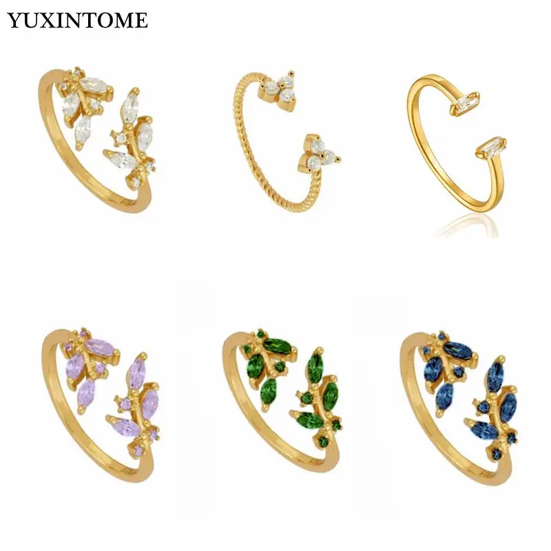 

2022 Gold Plated Silver Crystal Rings For Women Adjustable Opening Wedding Engagement Rings Party Jewelry Anniversary anillo