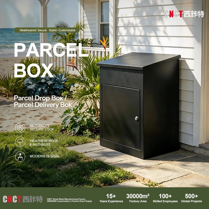 Modern Waterproof Outdoor Floor Wall Mounted Metal Parcel Drop Box Galvanized Steel Construction Post Delivery 100L Capacity