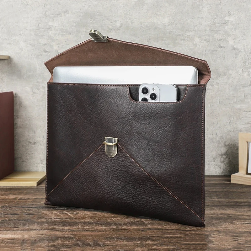 P+ Genuine Leather Laptop Sleeve Case Carry Bag For Macbook Air Pro 13 14 M3/M2/M1