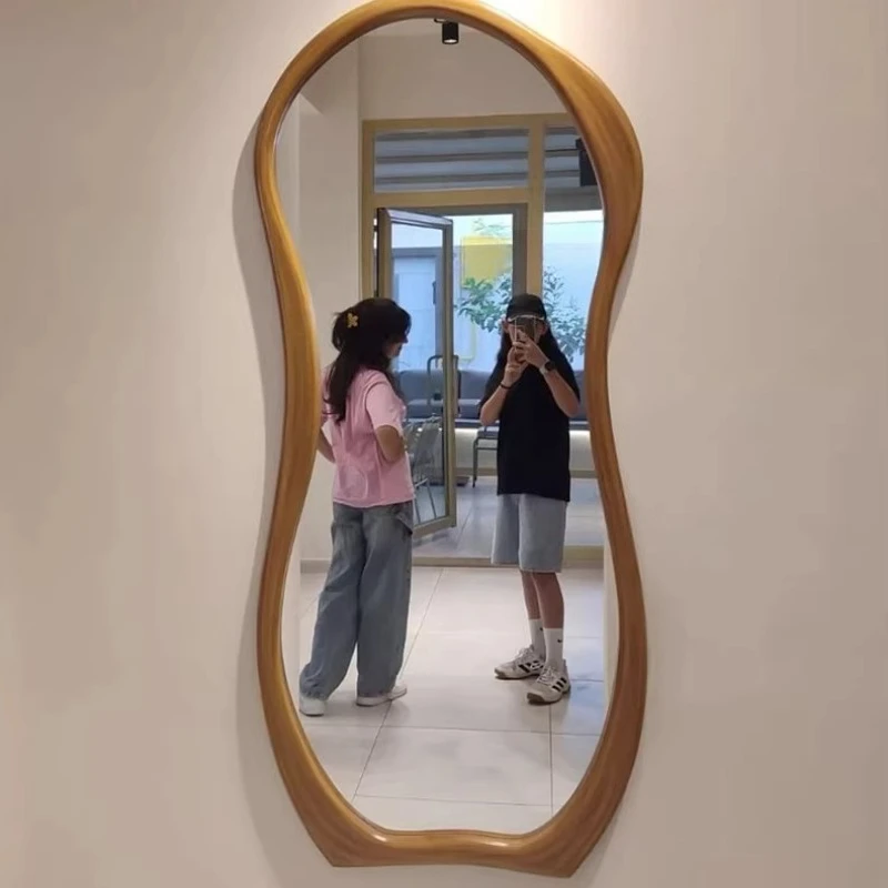 غرفة نوم الكورية نمط الفتيات مرآة جمالية كامل الجسم الطابق الدائمة سحابة كبيرة شبيغل العصا المنتجات المنزلية مرآة خشبية خمر #5