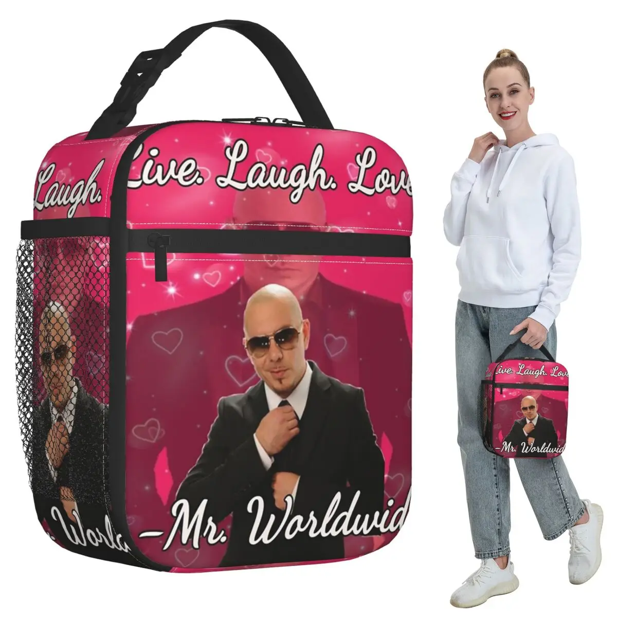 Mr Worldwide Live Laugh Love Insulated Lunch Bag for Kids School Cooler Thermal Food Box Tote Portable Lunch Boxes Container