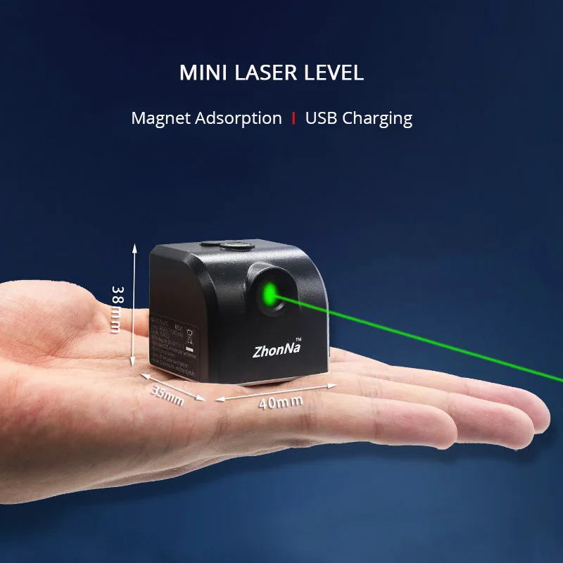 Mini Protable Laser Level Cross Line Laser Vertical and Horizontal Line for Picture Hanging Magnetic Adsorption and USB Charging