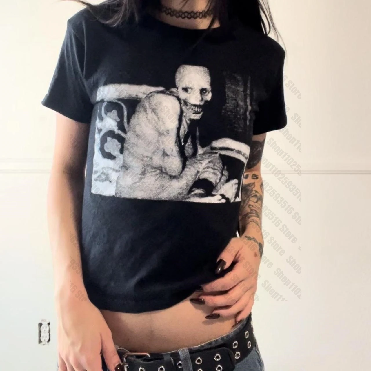 Ropa Harajuku de los años 90, camisetas Vintage para bebé Y2k, Tops góticos para mujer, camiseta Kpop para mujer, Chica de Anime gótica, ropa Kawaii para mujer