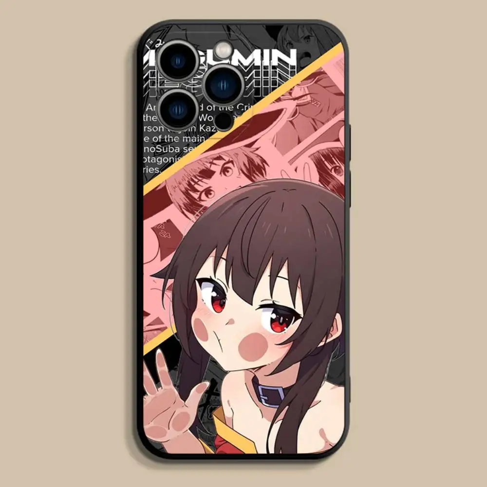 Custodia per telefono MeguminS Anime K-KonoSuba per iPhone 17,16,15,14,13,12,Pro,Max,Plus,E,SE4,Air,Mini Cover morbida nera