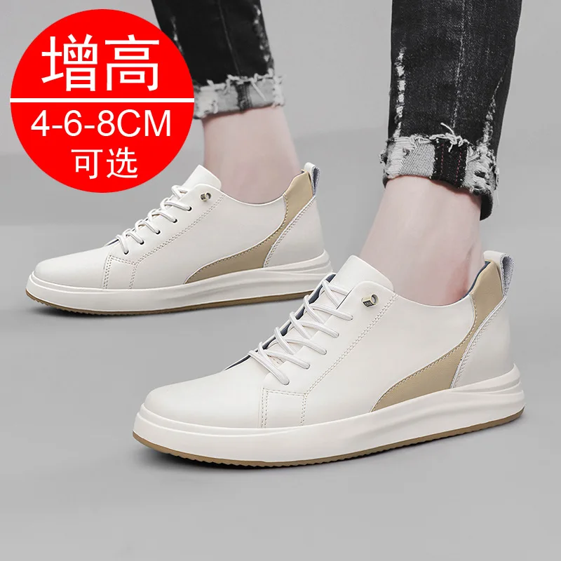 High quality Men leather casual sneakers shoes new elevator shoes 8cm 6cm height increasing shoes for man taller male designer