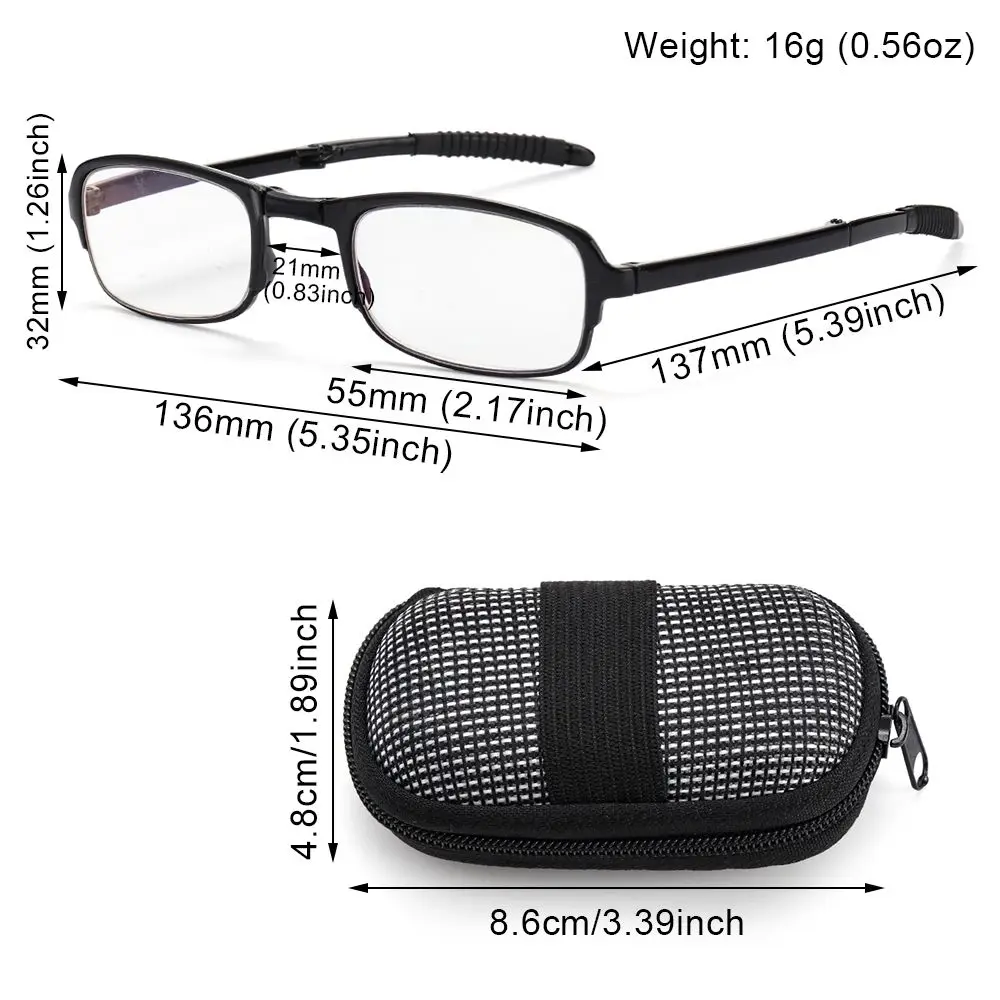 Portable Foldable Reading Glasses Men Women Ultralight TR90 Presbyopic Eyeglasses with Case Prescription Eyewea Diopter+1.0 +4.0
