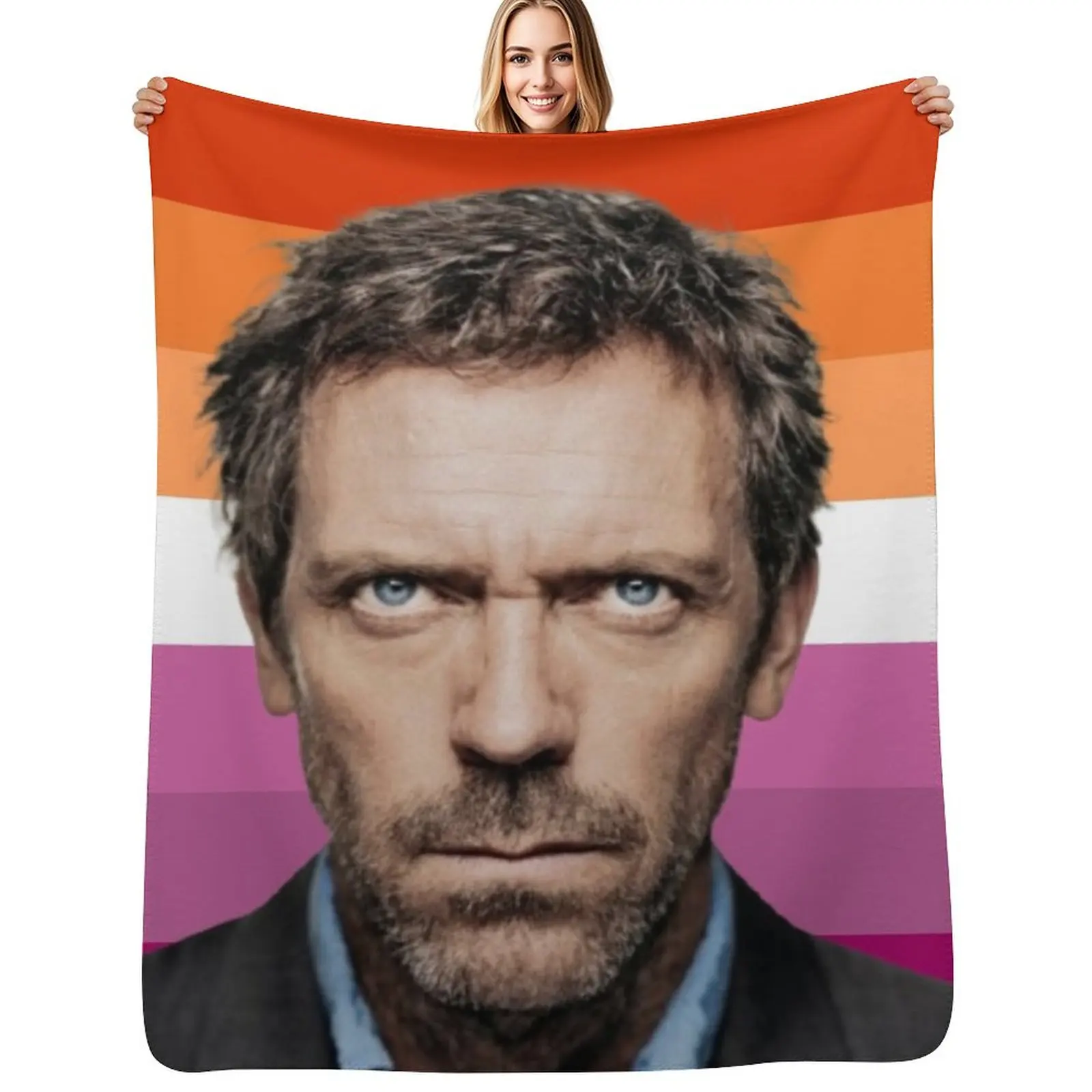 dr gregory house lesbian pride Throw Blanket Plush Fuzzy Cozy Blanket for Couch Sofa