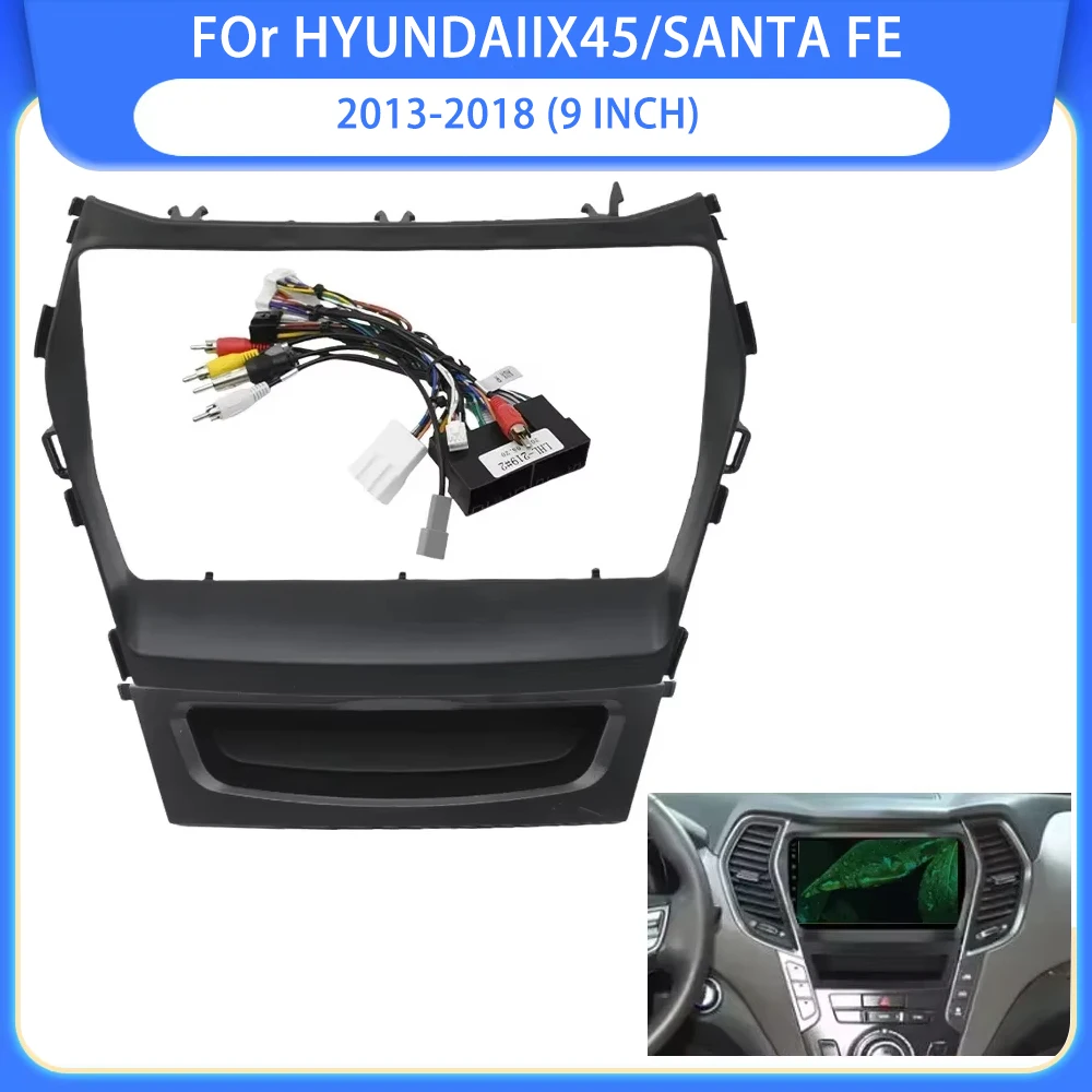 9 Inch Car DVD Frame Audio Dash Trim Kits Facia Radio Player screen 2 DiN For HYUNDAI IX45 / SANTA FE 2013-2018 Stereo Panel