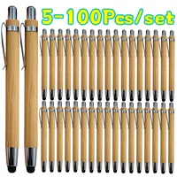 Bolígrafos de bambú con lápiz óptico, bolígrafos de madera Natural para oficina, publicidad, regalo y escritura con pantalla táctil, 5-100 Uds.