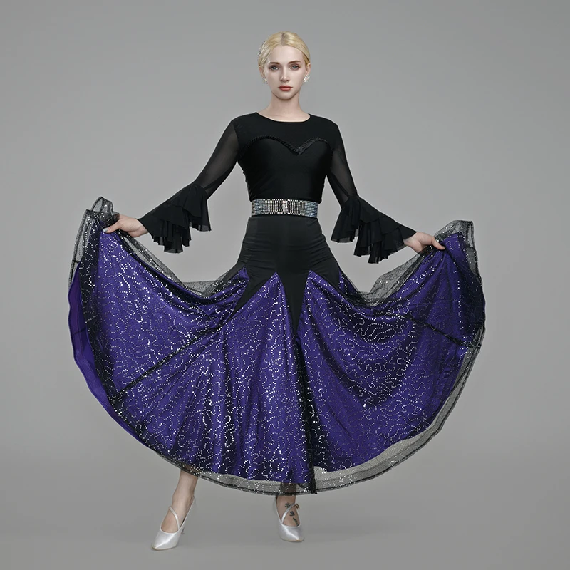 새로운 모던 댄스 스커트 우정 대회 스커트 GB 대형 스윙 스커트 스퀘어 연습용 롱 스커트