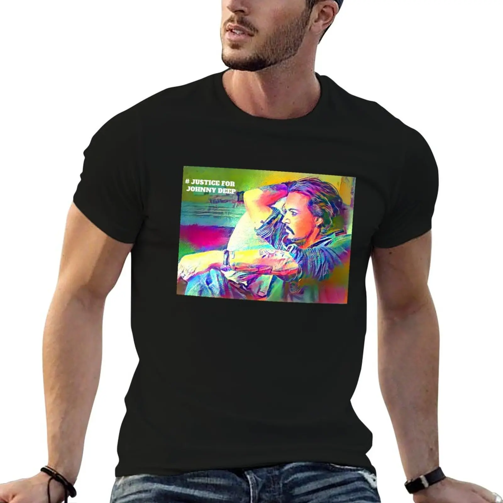 T-shirt décontracté avec imprimé graphique Justice For Johnny Depp
