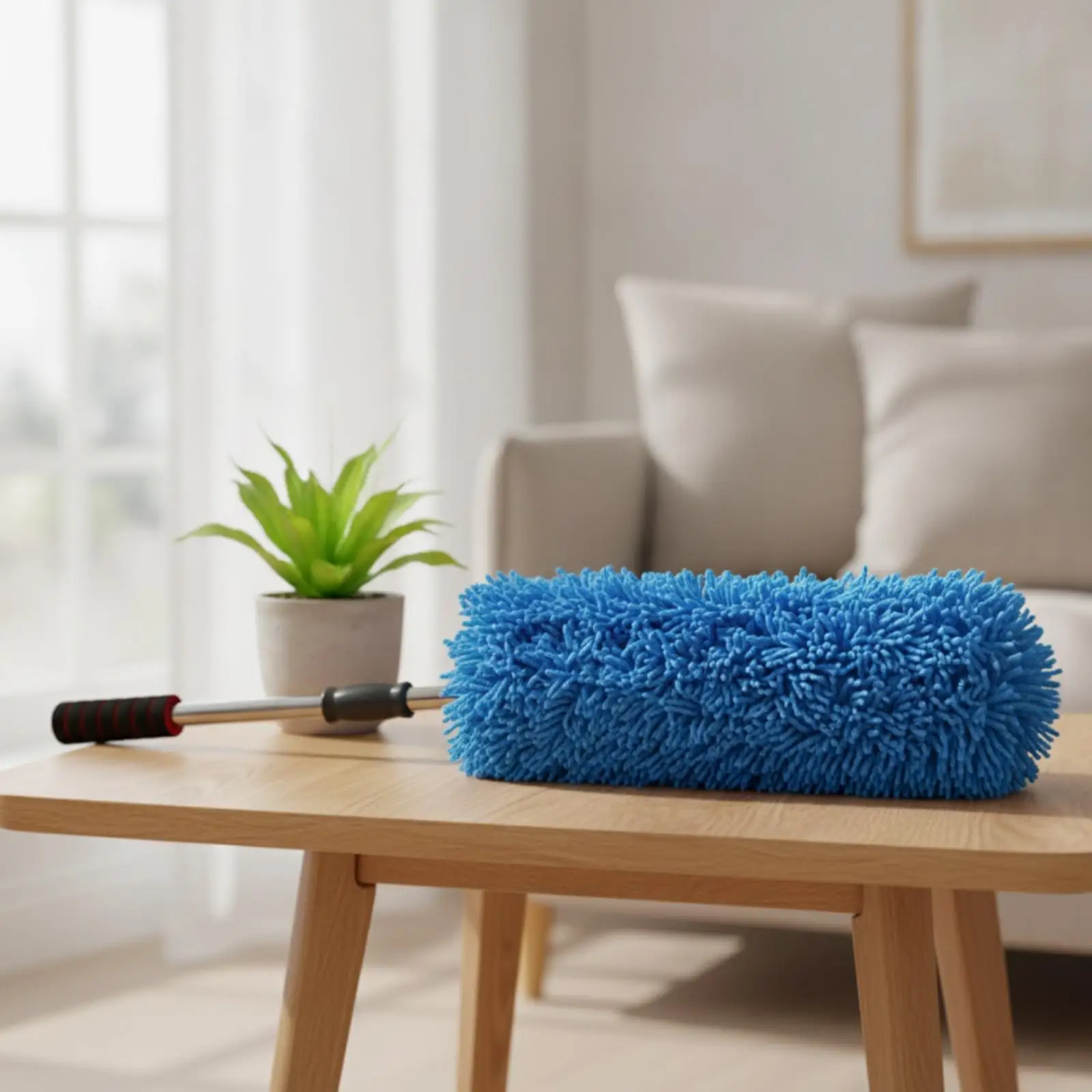 Car Dust Cleaning Tool with Telescopic Handle Soft Microfiber Duster for Windshield Dashboard Interior Detailing