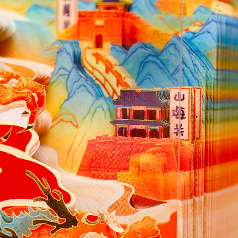 Dragon Ridge Context Great Wall Thirteen Passes Tear Off Paper Carving Notebook Journal Hand Account Booklet.