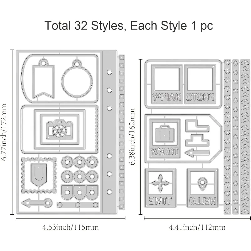 2pcs Notebooks and Postcards Cutting Dies Private Design Mini Brochure Embossing Stencils Template for Decorative Embossing