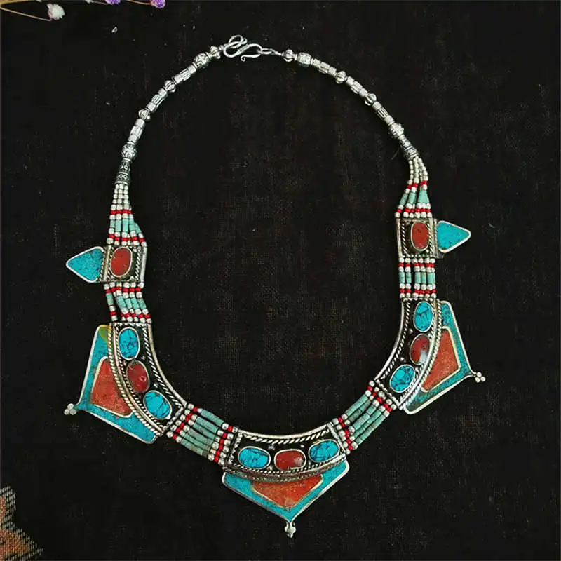 BOHO Vintage Necklace Copper Inlaid Multi Statements Tibetan jewelry TNL178