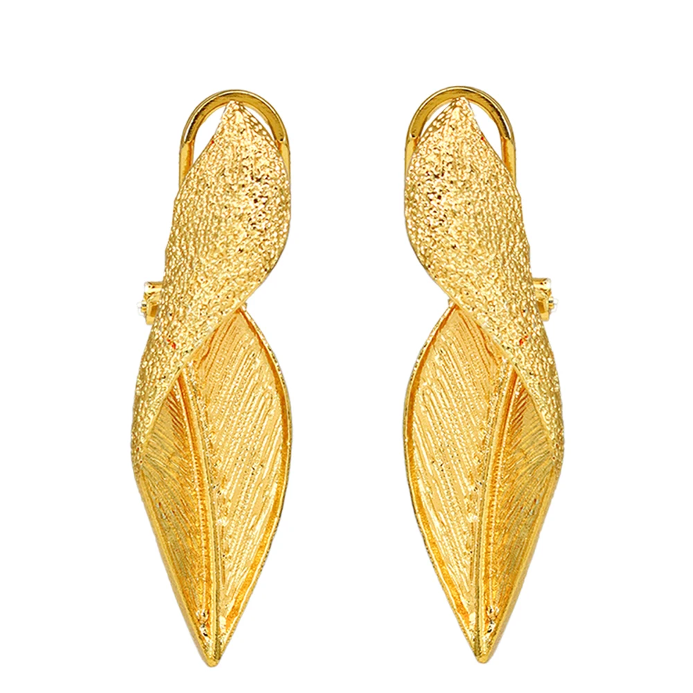 YTJX Vintage Strukturierte Gedrehte Blatt-Ohrringe, Goldfarbene Metall-Blatt-Hängeohrringe, Bohemian-Statement-Modeschmuck für Frauen – Detail 4
