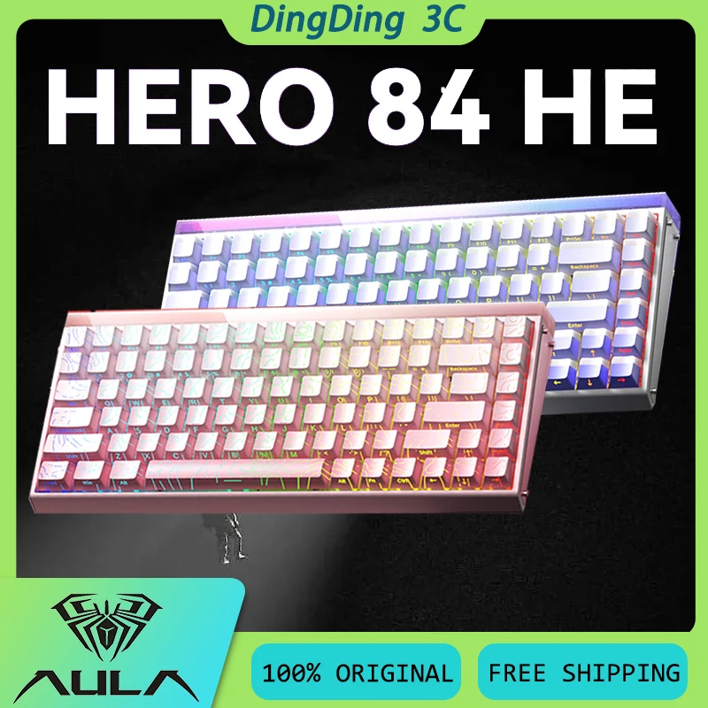 AULA HERO 84HE clavier à interrupteur magnétique filaire 8K faible latence pilote Web d'échange à chaud faible bruit RT e-sports clavier de jeu personnalisé
