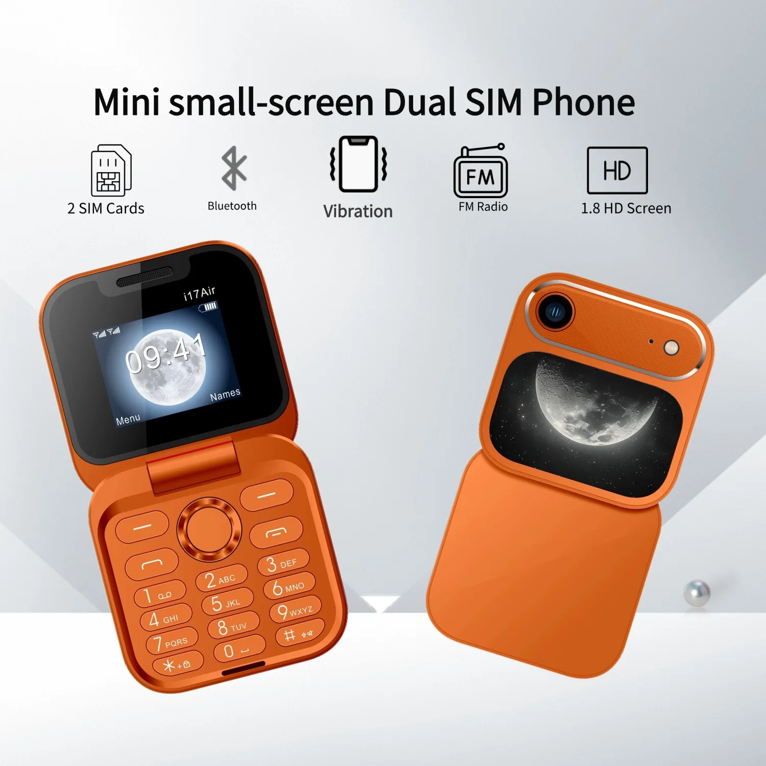 MAFAM i17Air Palm Mobile Phones Magic Voice Push Button Dual Sim Small Size Blacklist Torch Portable Folded Cellphone For Senior