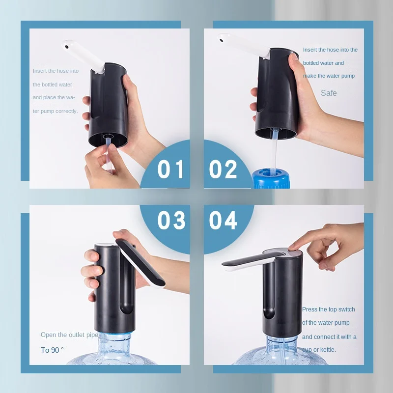 Dispensador de agua automático, bomba de botella de agua eléctrica portátil, recargable por USB, plegable, cubo cuantitativo inteligente