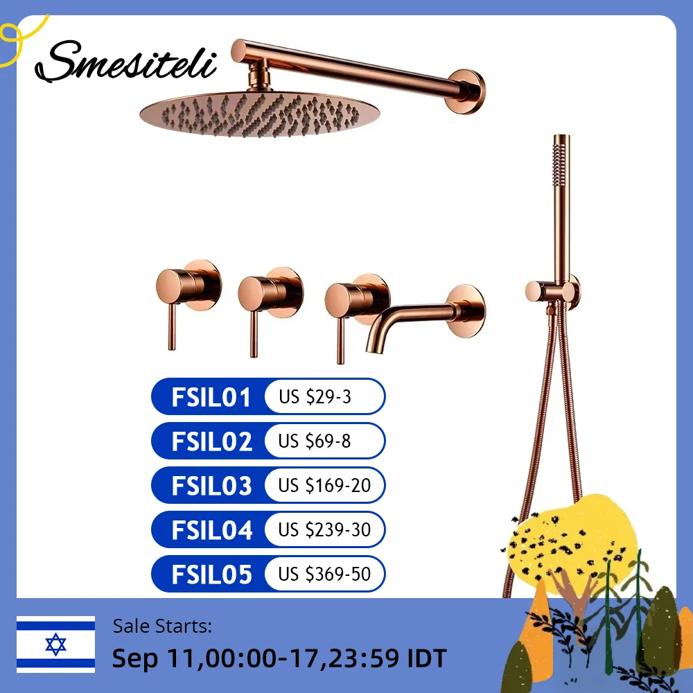 Shower System Bathtub Faucet Set Bath Mixer Tap Bathroom Rainfall Headshower Hot And Cold Kit With Brass Handshower Smesiteli