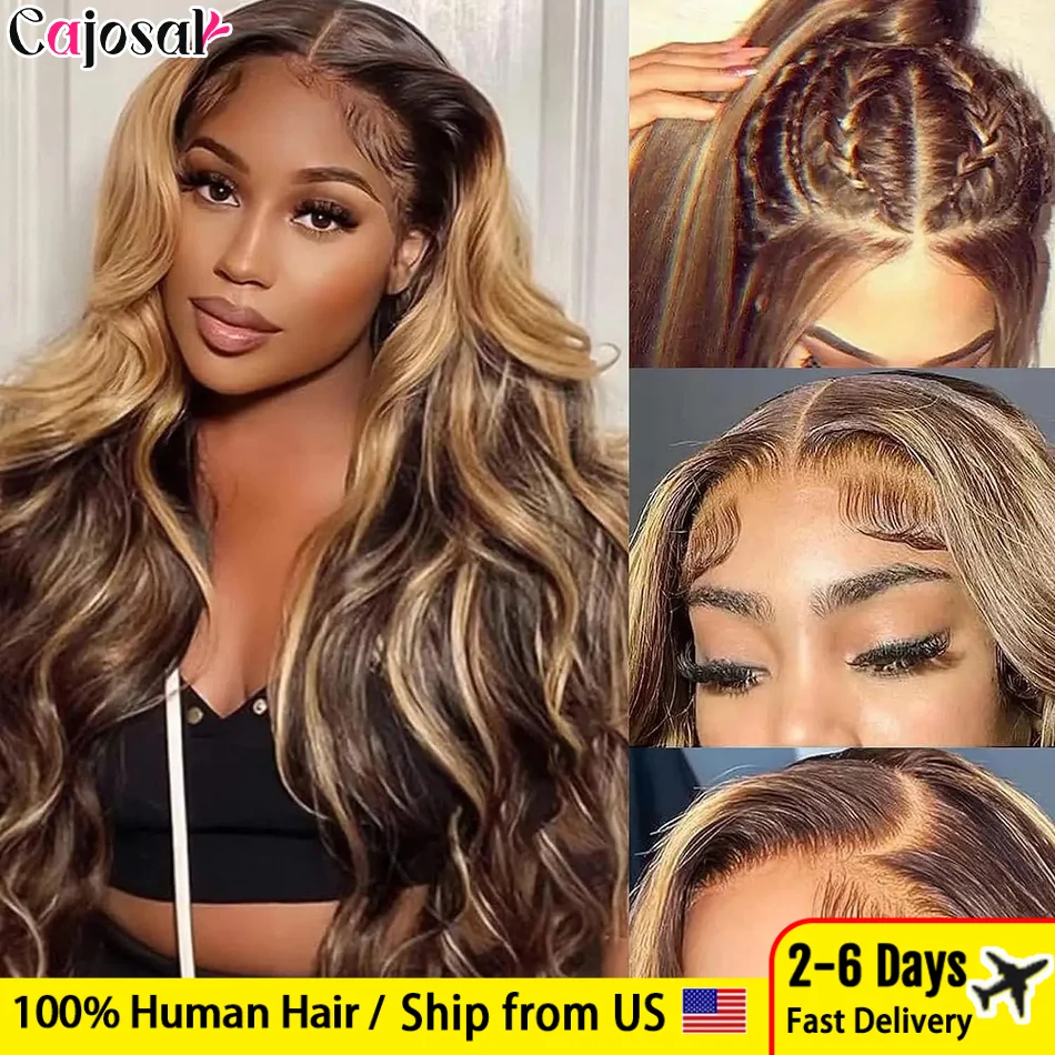 

250% 13x6 Highlight HD Lace Frontal Wig Human Hair Honey Blonde Body Wave Lace Front Wigs For Women Brazilian Wigs Pre Plucked