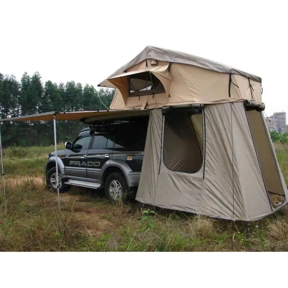 Customized Car Roof Top Tent With 280GSM Ripstop Canvas Shell Four-Season Waterproof Outdoor Camping Tent For Two Bedrooms