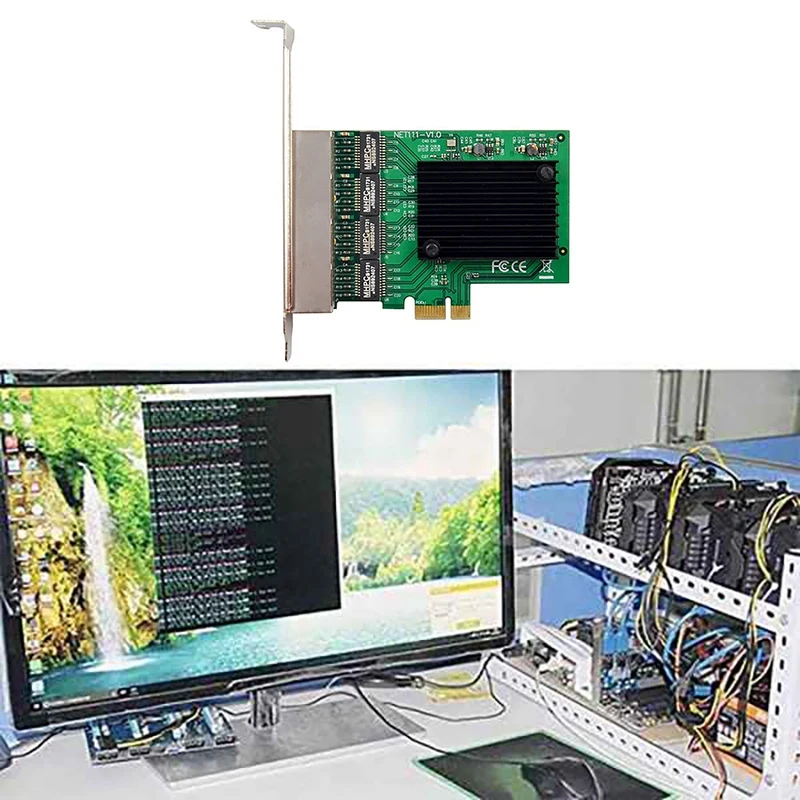 New PCIE Network Card PCI-E X1 4 Port Gigabit Ethernet Server Network Card Adapter for Love Fast Sea Spider ROS Soft Router