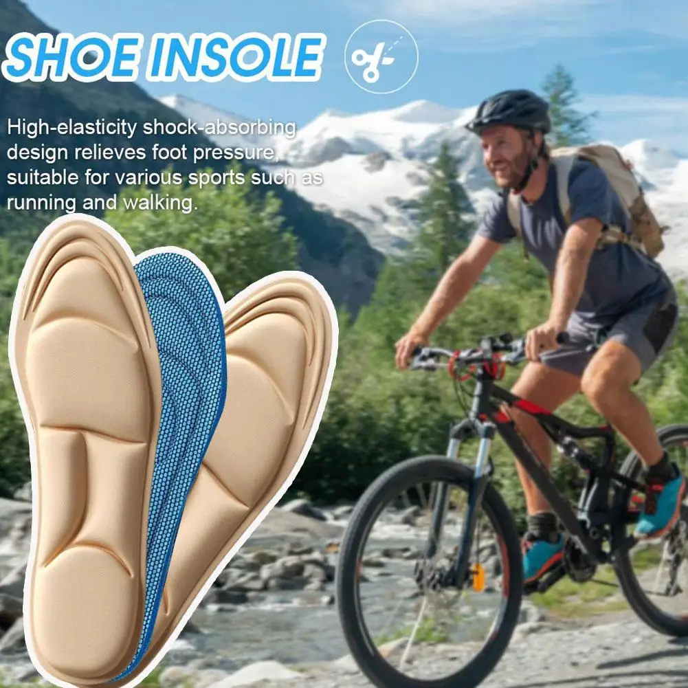 2Pairs 5D Massage Memory Foam Insoles For Shoes Sole Breathable Cushion Sport Running Insoles For Feet Orthopedic Insoles