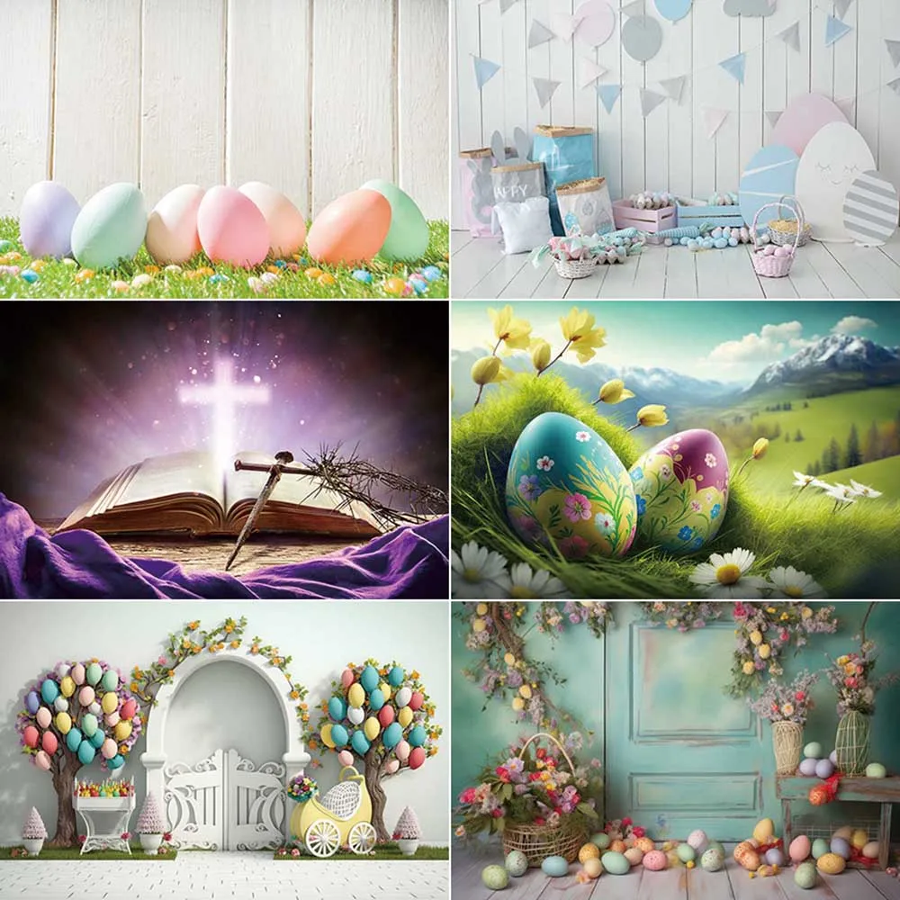 MOON.QG Spring Forest Easter Background Photography Garden Eggs Rabbit Photocall Backdrop Children Studio Photozone Accessories