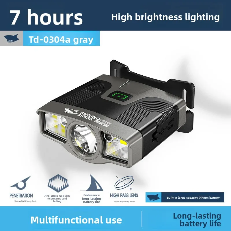 Hat Clip Head Lamp Multifunctional Rechargeable Wave Induction Protective Outdoor Lighting for Hands Free Activities