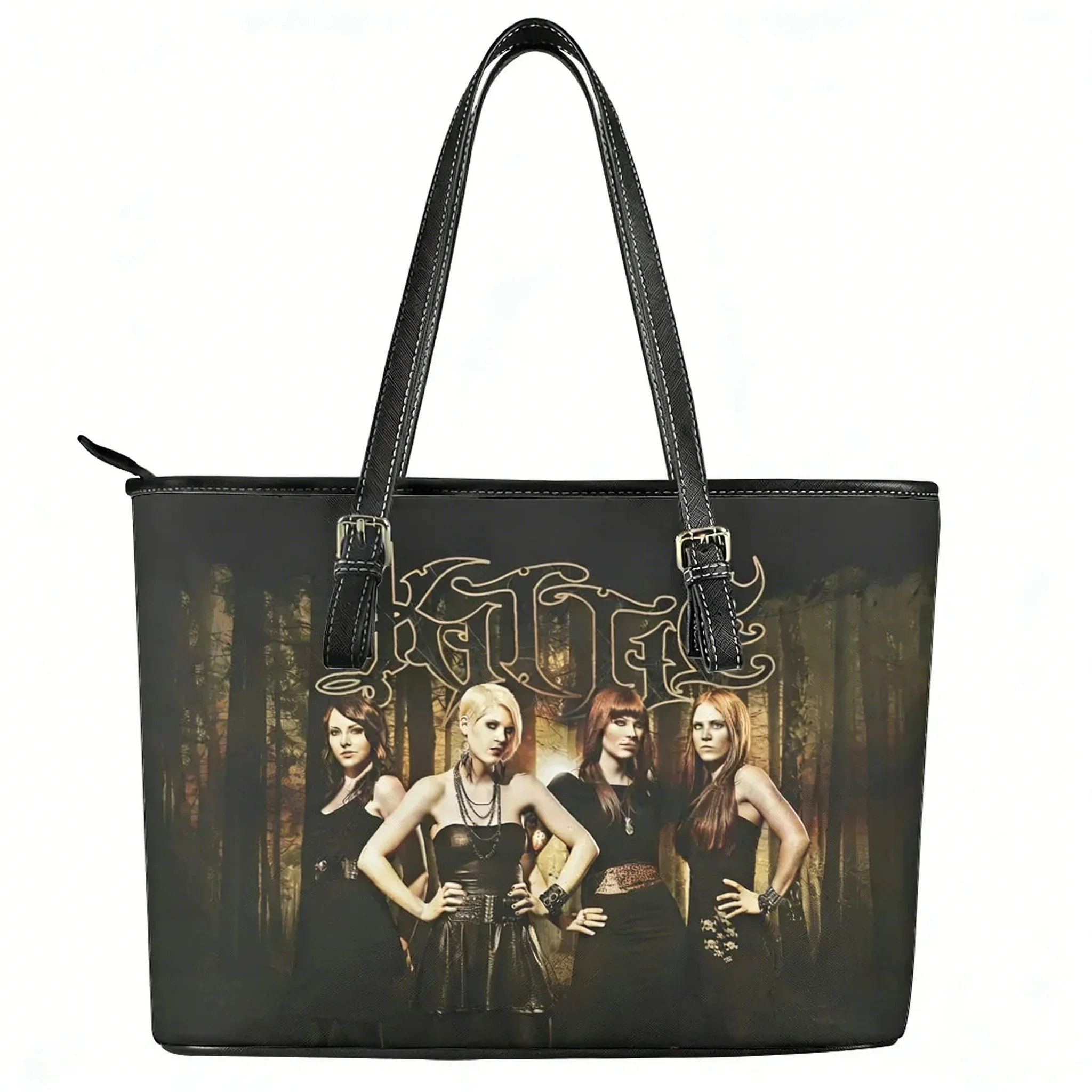 

Kittie Heavy Metal Band Custom Handbag Womens Mens Personalized Tote Bag Shoulder Bag Business Leather Purse Travel Bag Gift