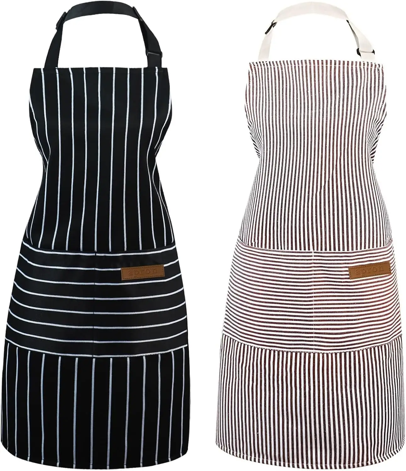 

2 Pack Apron - Unisex, Adjustable Bib Kitchen Apron, Cooking Apron, Aprons for Women Men with Pockets, Chef Aprons