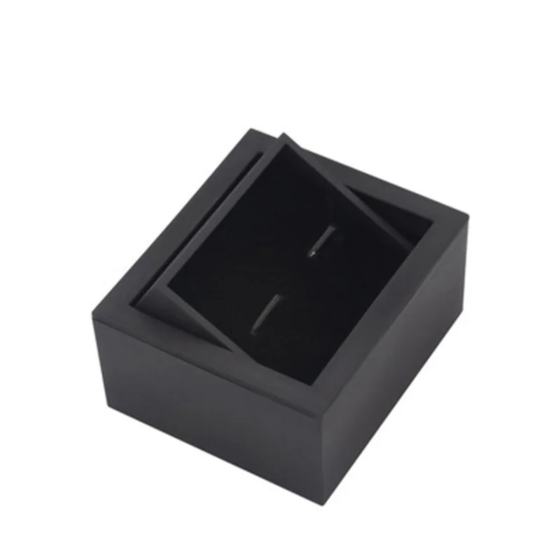 High Quality Rectangular Black Feel Glue Flip-Top Rotating Cufflinks Box Cuffs Gift Jewelry Packaging