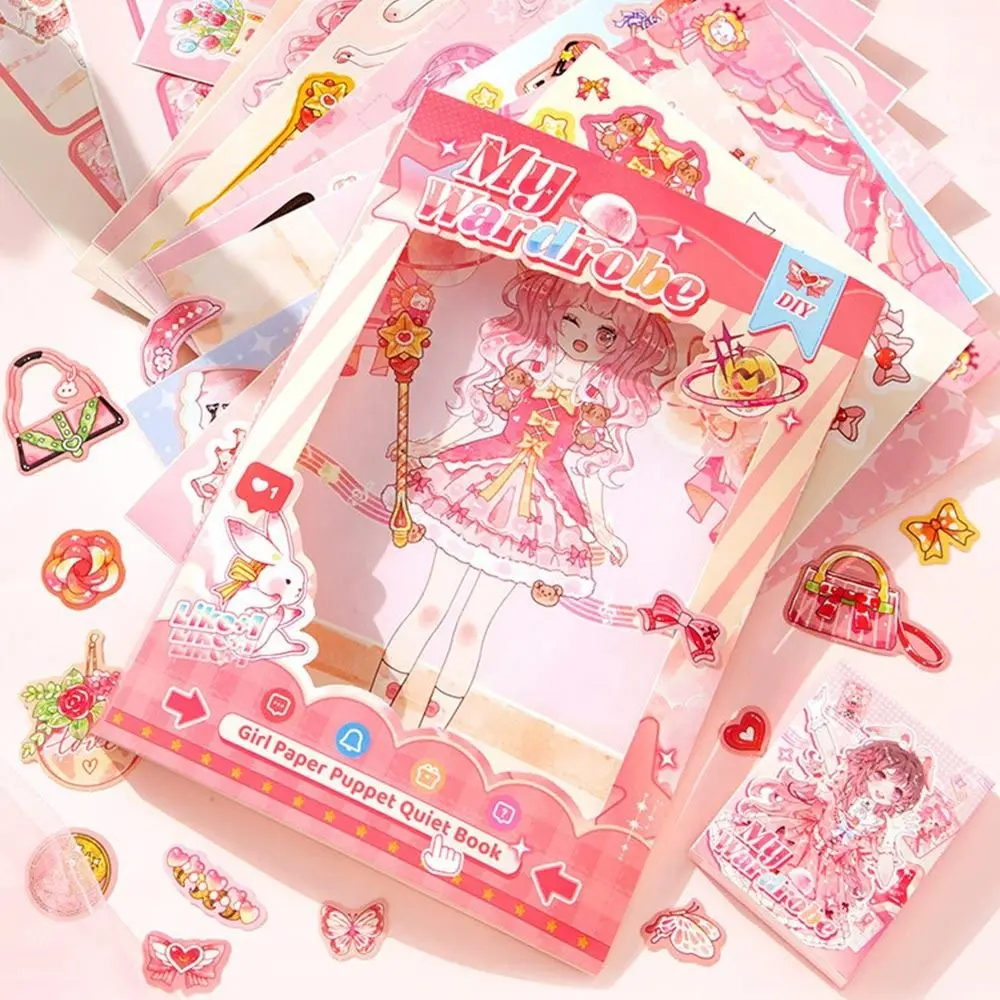 Cute Changing Dress 3D Sticker Book Multicolor Cartoon Girl Book Collage Accessories Paper Decorative Stickers Toy