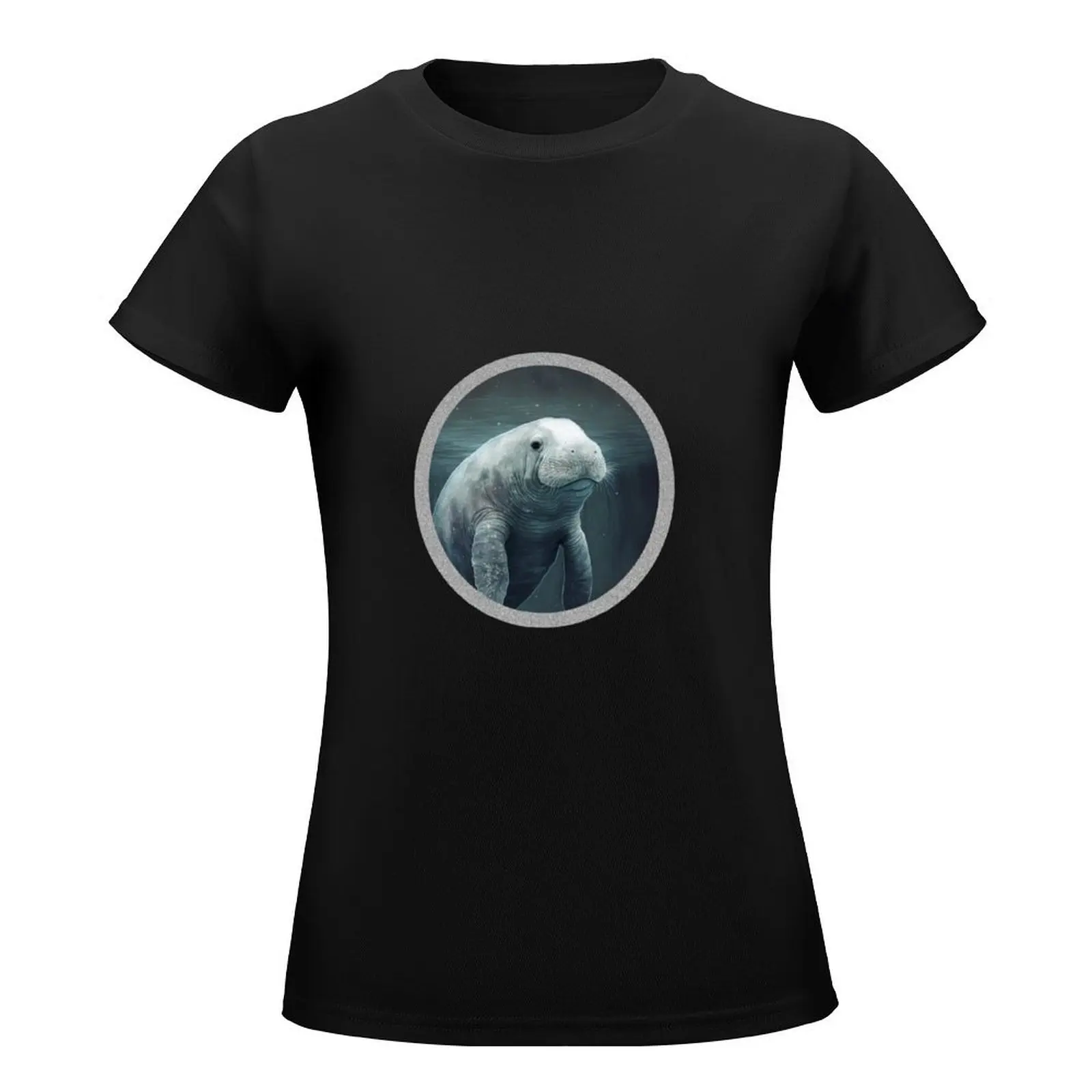 Manatee Art for Decor and Fashion Cute Floating Manatee Peaceful Manatee T-Shirt graphics t shirts for Women graphic