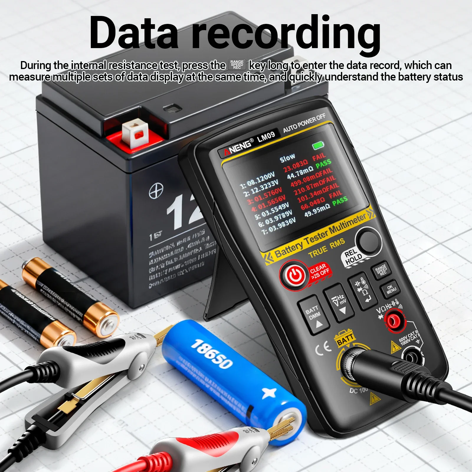 ANENG LM09 25000 Counts Digital Multimeter Temperature Diode Continuity Test Battery Internal Resistance ABS TPE Measuring Meter