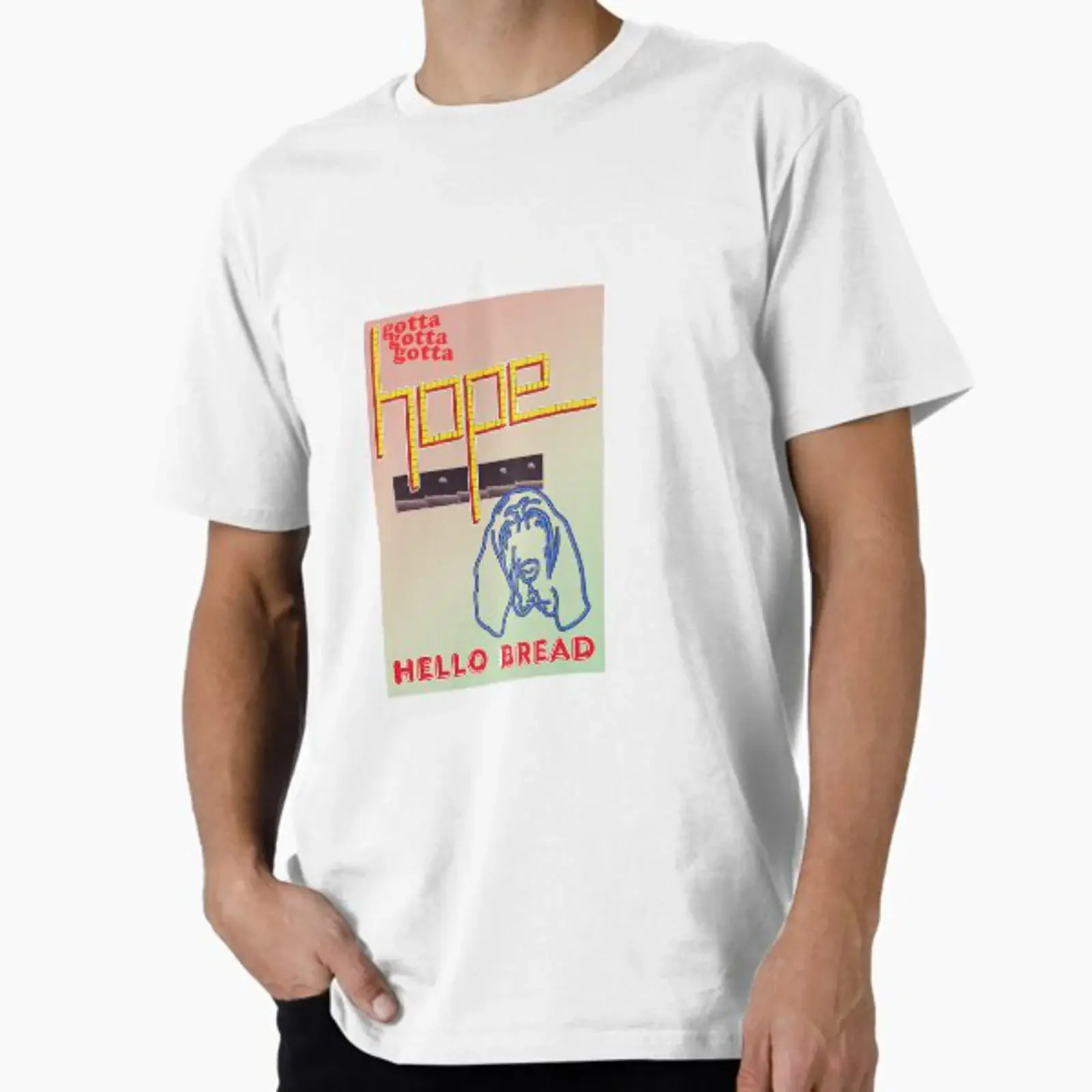T-shirt Premium Unisexe à motif 'hope postcard' style vintage, délavé, doux, streetwear, polyvalent, extensible, pour le quotidien