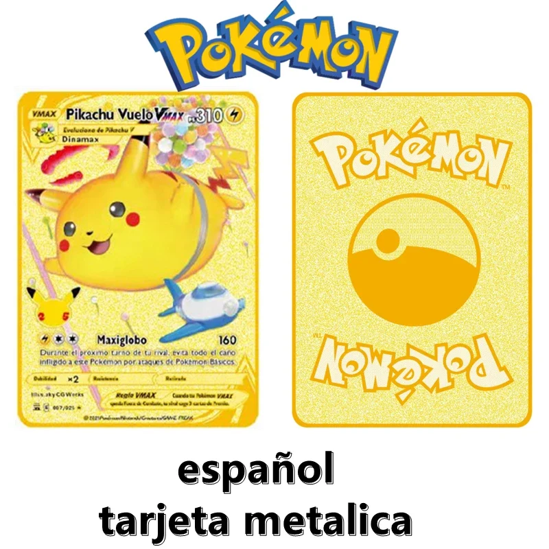 Pokemon Metal Spanish Battle Card Games Anime Character Collection Birthday Gifts Children\'s Toys GX VMAX V EX