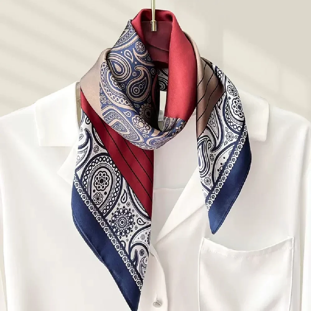 Men\'s 100 Silk Paisley Scarf Shawl Square Neckerchief Bride Wedding Muffler Business Casual Cravat 70cm